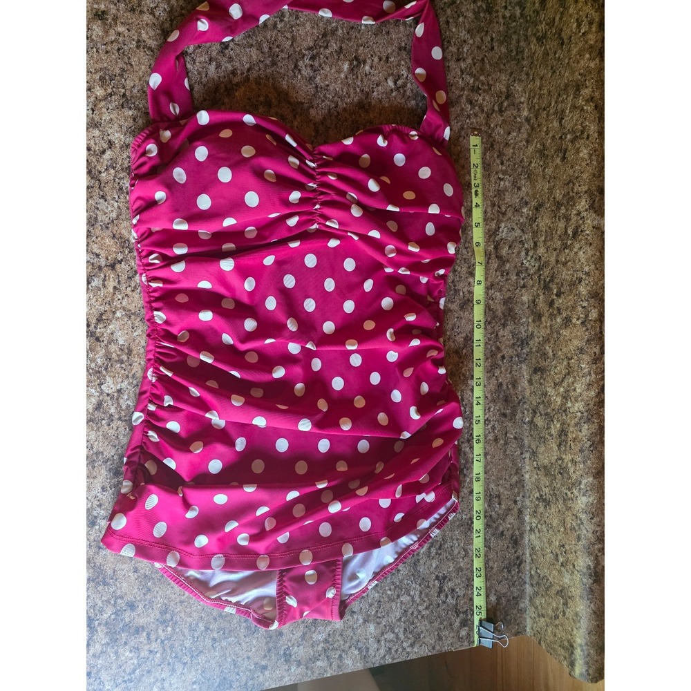 Esther Williams Vintage Inspired Retro Swimsuit - sz 14 red polka dot plus sized - Picture 4 of 11